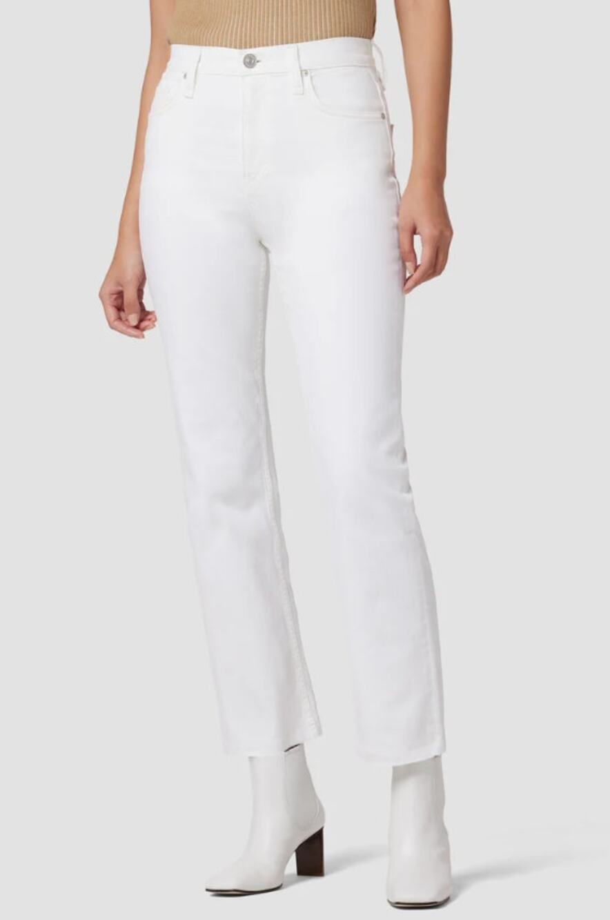 Hudson Jeans Remi High Rise Cropped Straight Leg Jeans White Women's Size 25